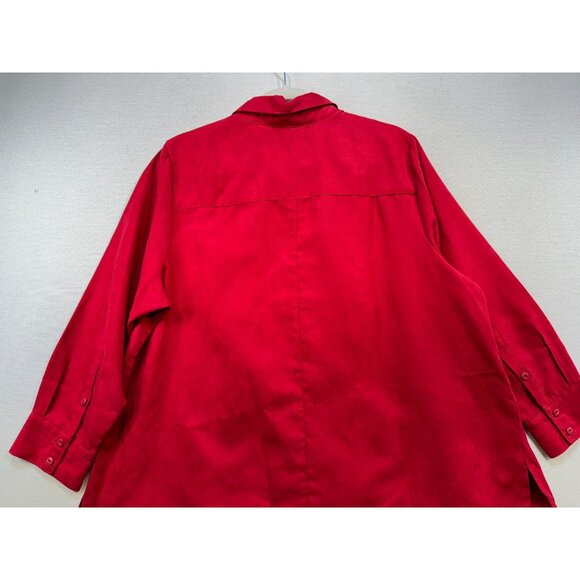 Catherines Womens Button-Up Top Shirt Blouse 14/16WP Petite Red Holiday Christma - Picture 9 of 9